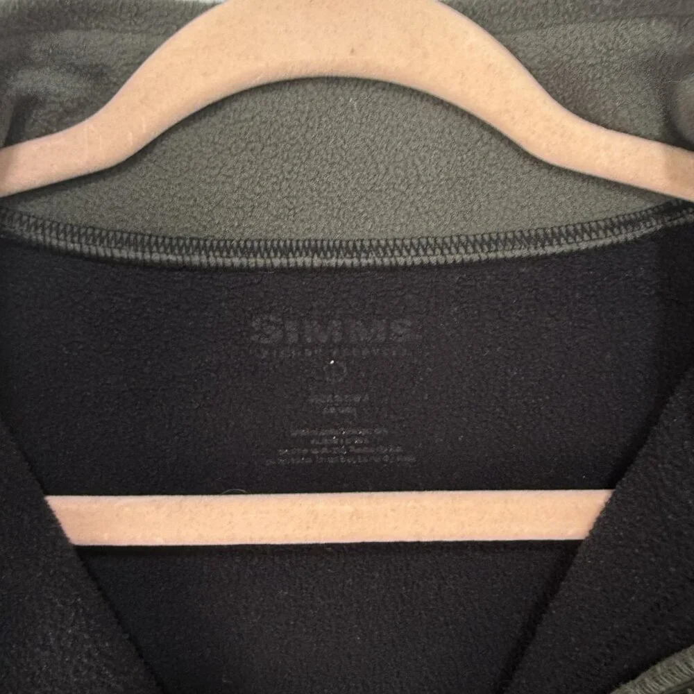 Simms Pullover Mens Large Black Gray Quarter Zip Fleece Fishing Outdoor Jacket